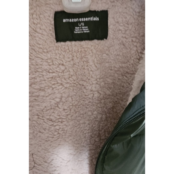 Womens Puffer Vest Green Large Amazon Essentials  Zip-Up, Water Resistant - Picture 6 of 8